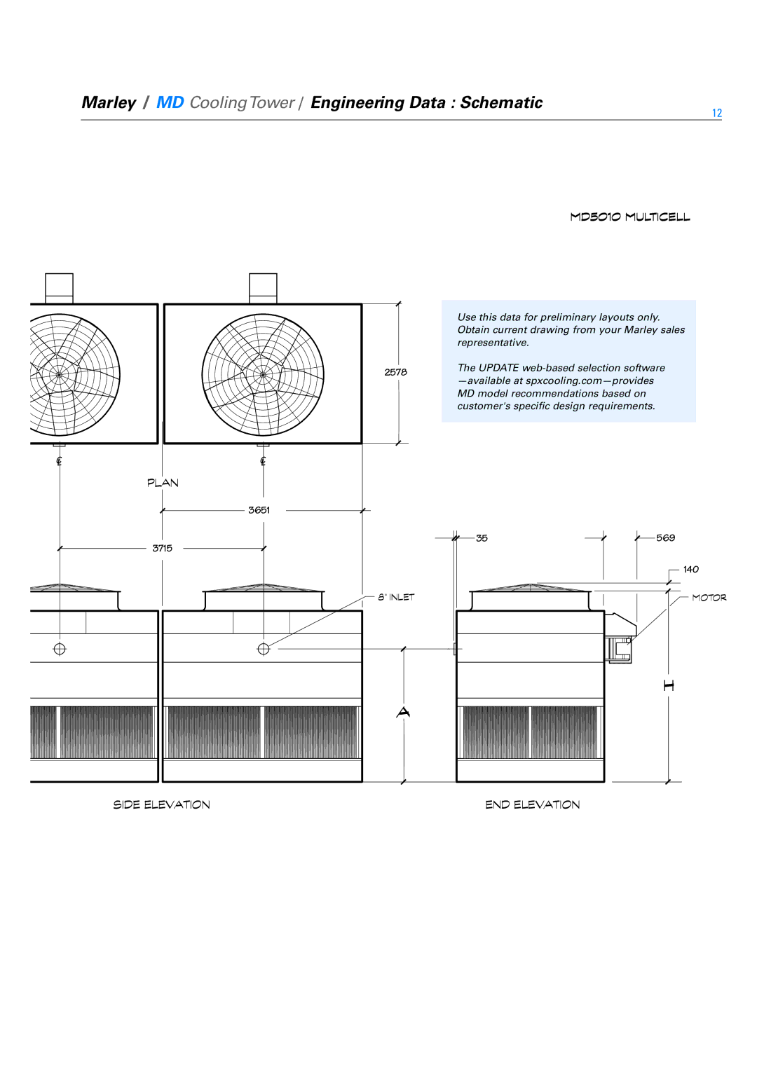 SPX Cooling Technologies Marley MD specifications MD5010 Multicell, 3651 3715 