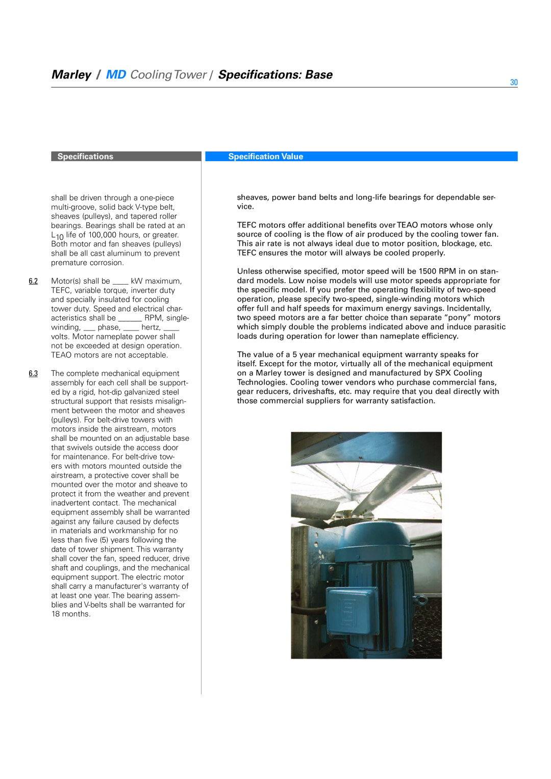 SPX Cooling Technologies Marley MD specifications Marley / MD CoolingTower / Specifications Base 