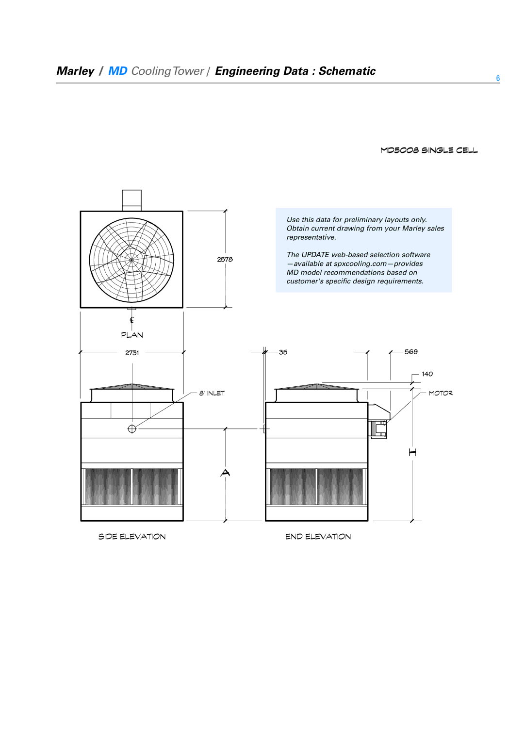 SPX Cooling Technologies Marley MD Marley / MD CoolingTower / Engineering Data Schematic, Plan, END Elevation 