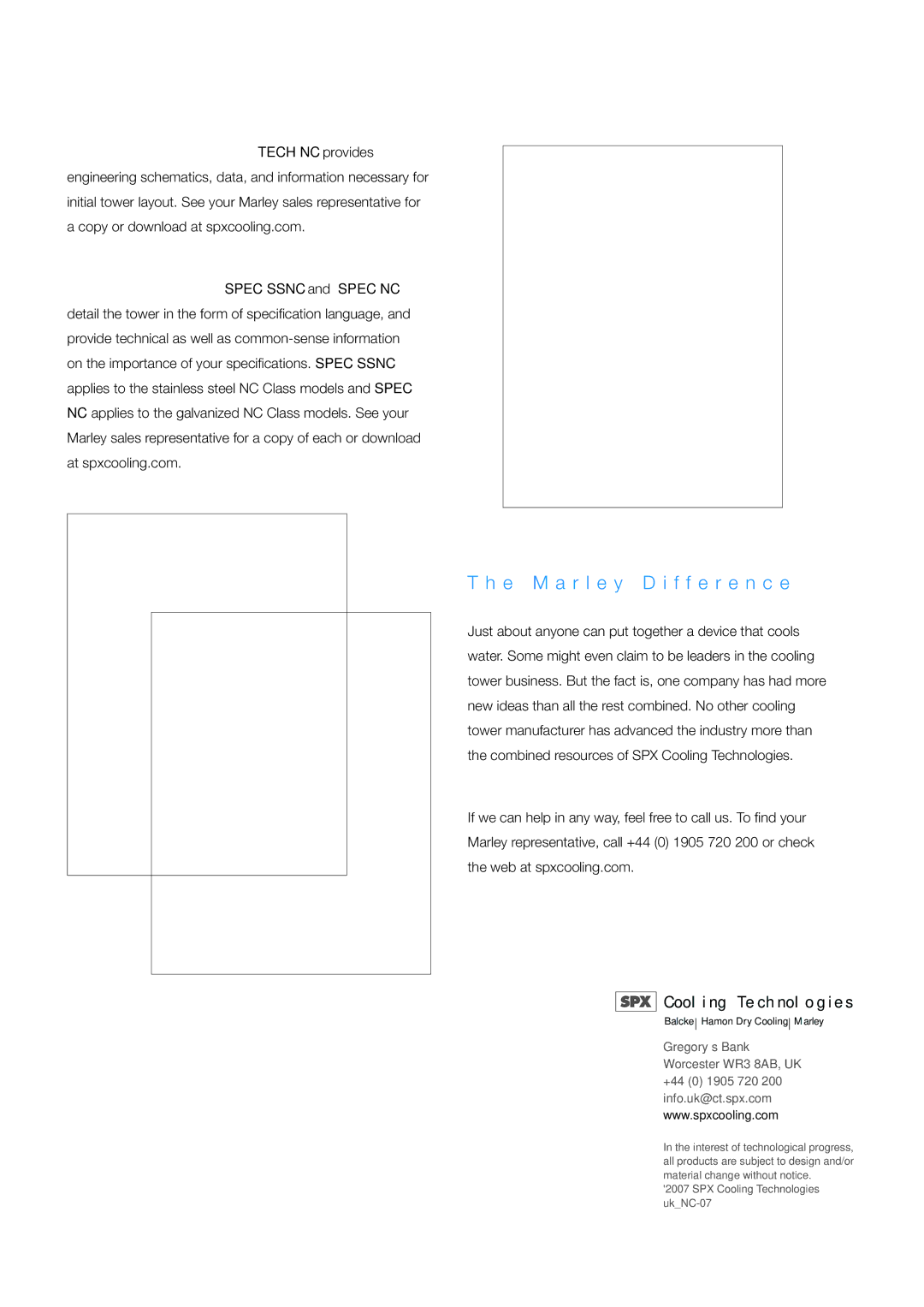 SPX Cooling Technologies Marley NC Class manual E M a r l e y D i f f e r e n c e, Cooling Technologies 