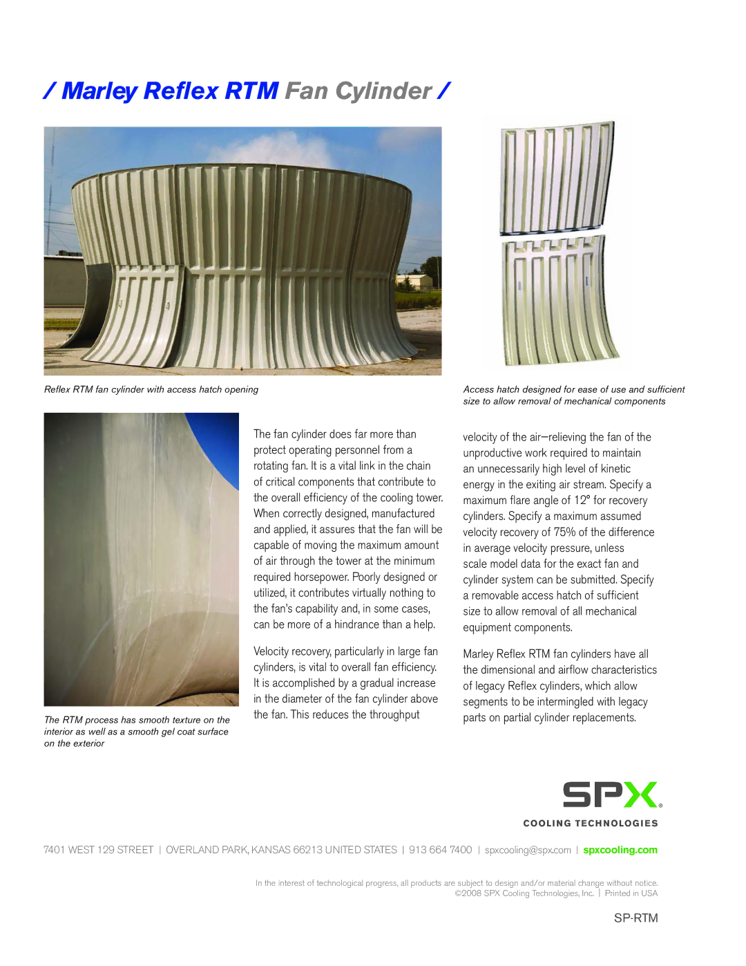 SPX Cooling Technologies Marley Reflex RTM manual Sp-Rtm 