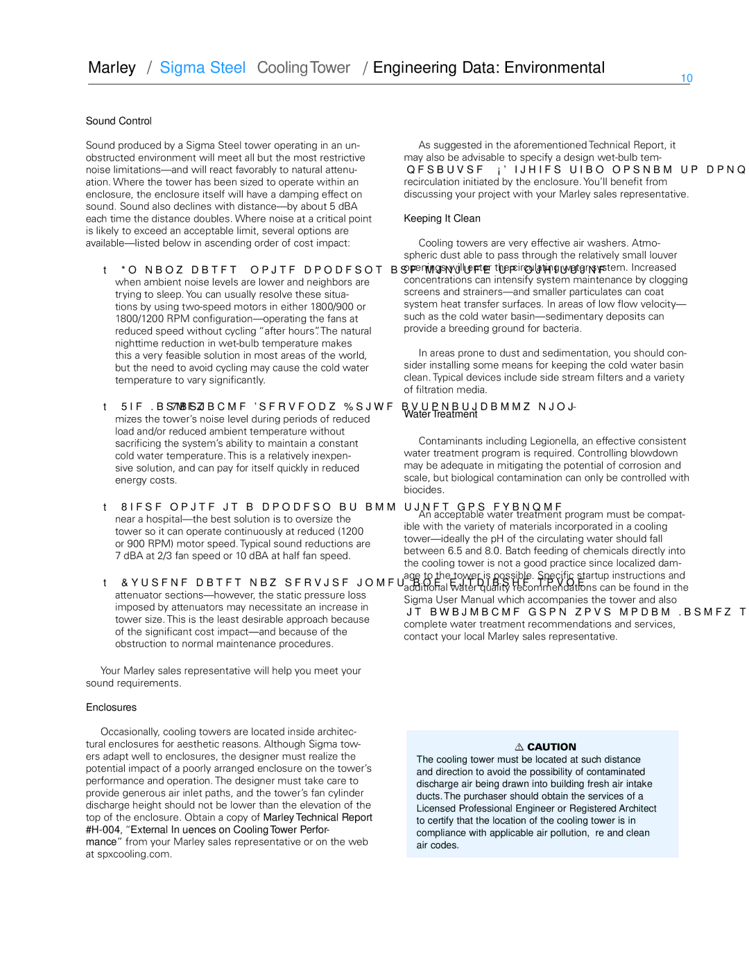 SPX Cooling Technologies Marley Sigma Steel specifications Sound Control, Enclosures, Keeping It Clean, Water Treatment 