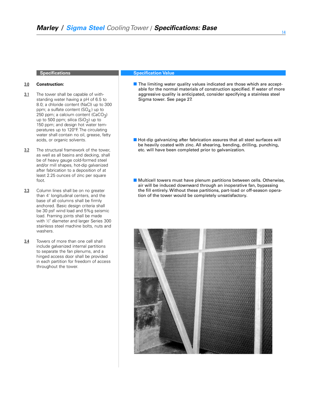 SPX Cooling Technologies Marley Sigma Steel specifications Construction 