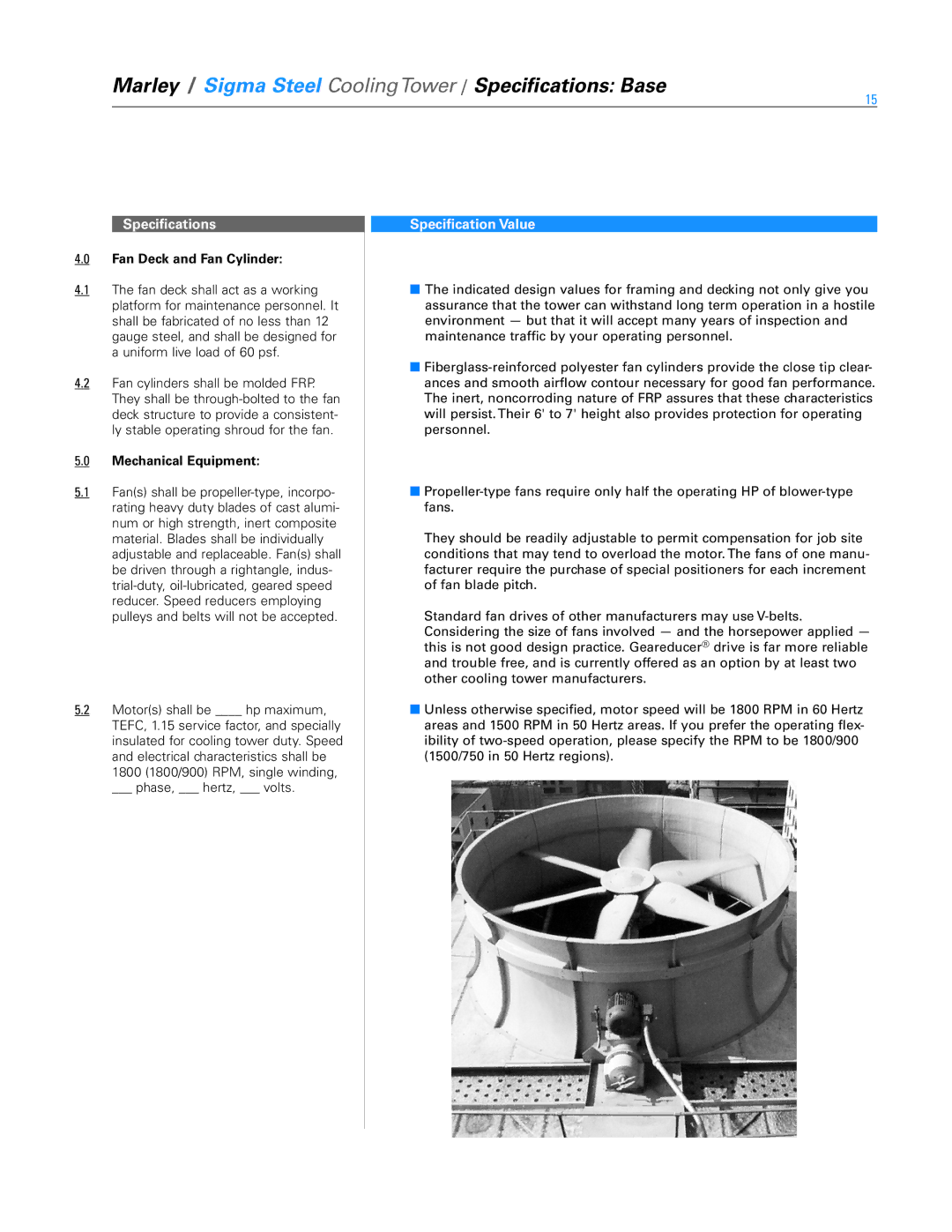 SPX Cooling Technologies Marley Sigma Steel specifications Fan Deck and Fan Cylinder, Mechanical Equipment 