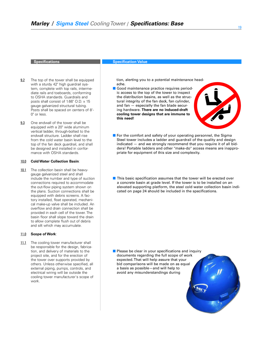 SPX Cooling Technologies Marley Sigma Steel specifications Cold Water Collection Basin, Scope of Work 