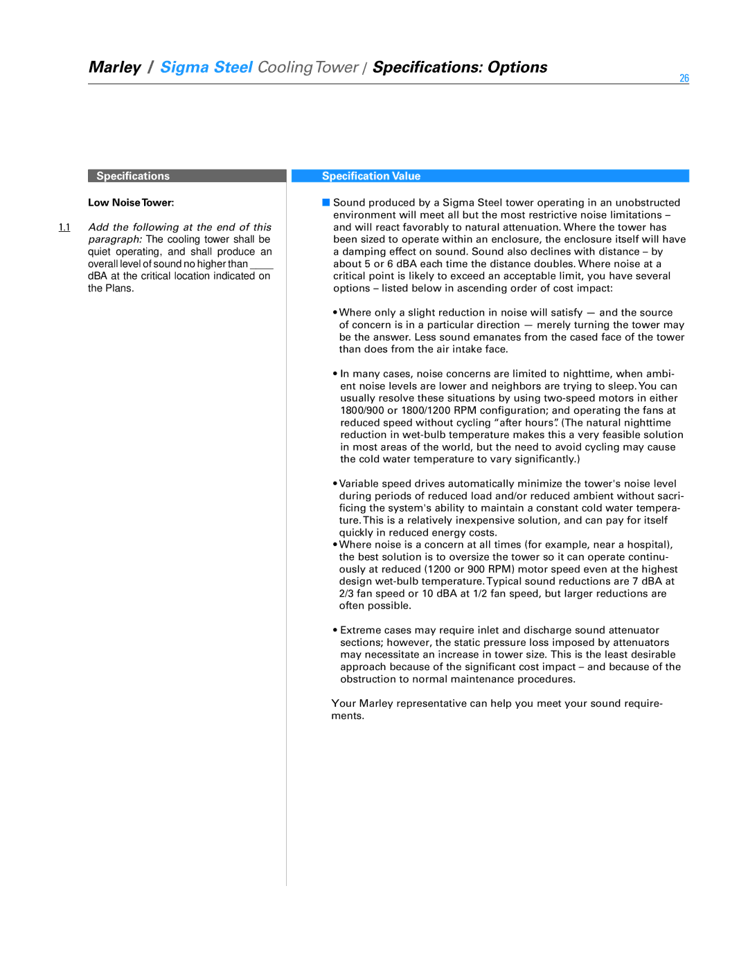 SPX Cooling Technologies Marley Sigma Steel specifications Low Noise Tower 