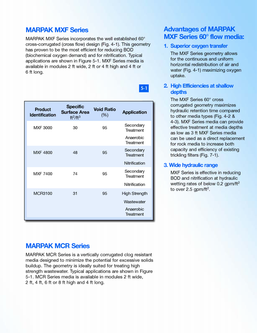 SPX Cooling Technologies MXF 3000, MCR3100, MXF 4800 Marpak MCR Series, Advantages of Marpak MXF Series 60 flow media 