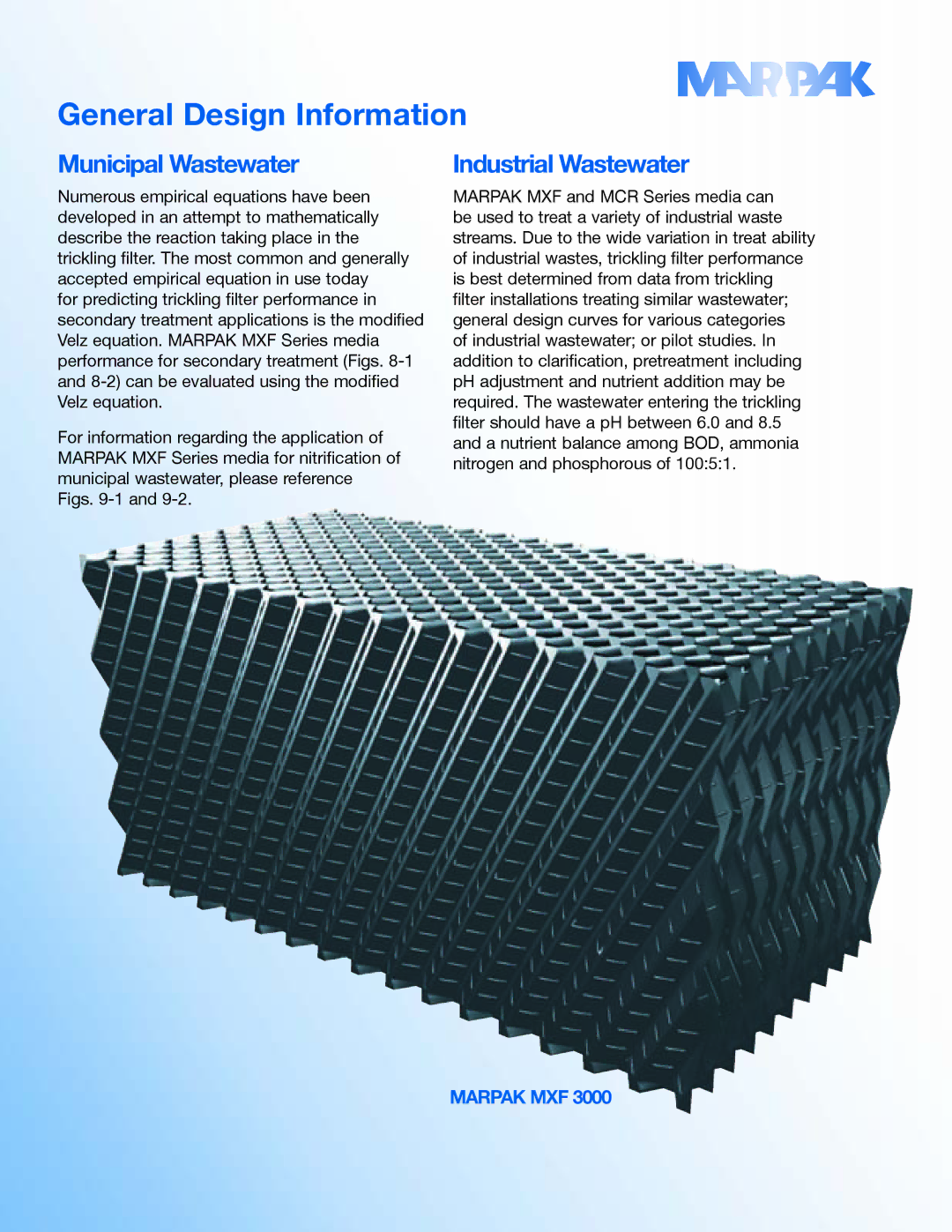 SPX Cooling Technologies MXF 4800, MCR3100 manual General Design Information, Municipal Wastewater, Industrial Wastewater 