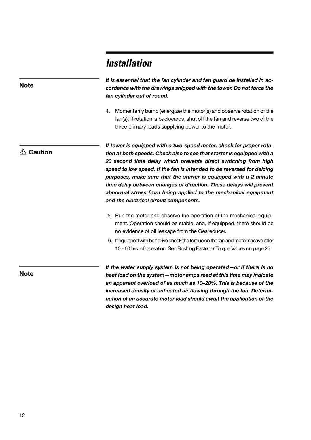 SPX Cooling Technologies MHF705, MHF702 user manual Installation 