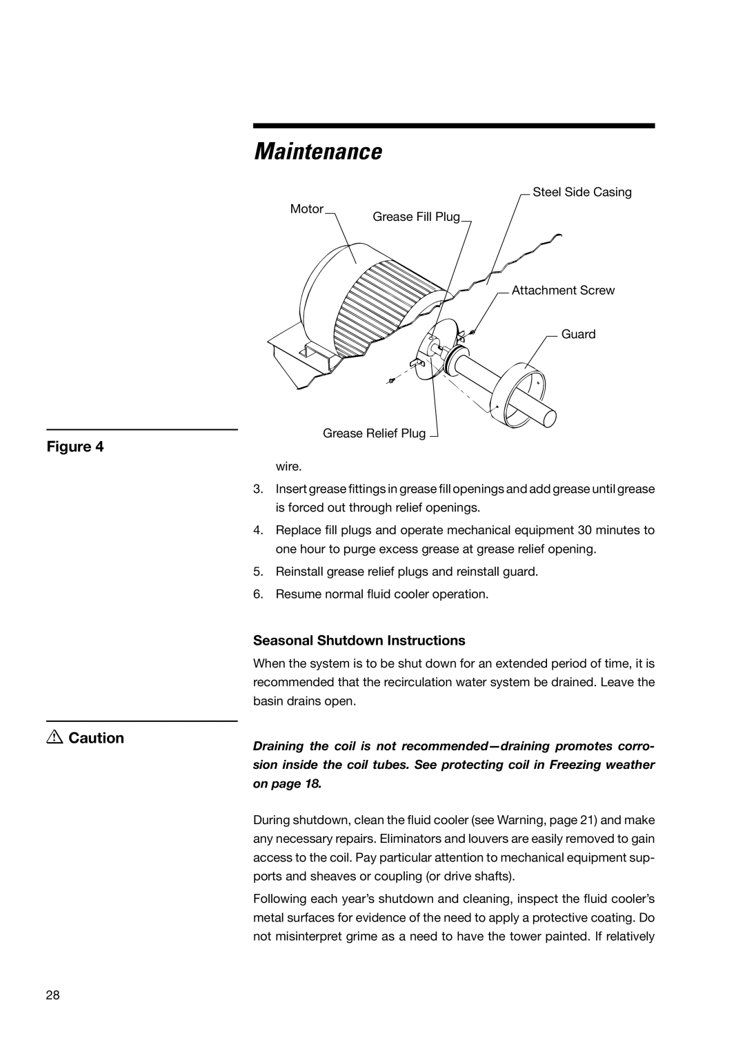 SPX Cooling Technologies MHF705, MHF702 user manual Seasonal Shutdown Instructions 