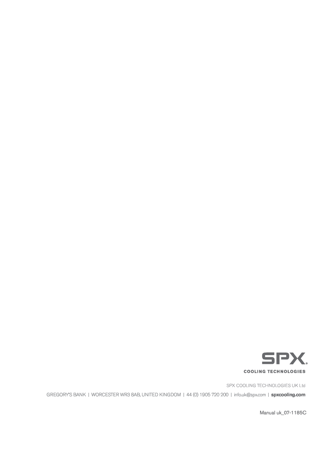 SPX Cooling Technologies none user manual Manual uk 07-1185C 