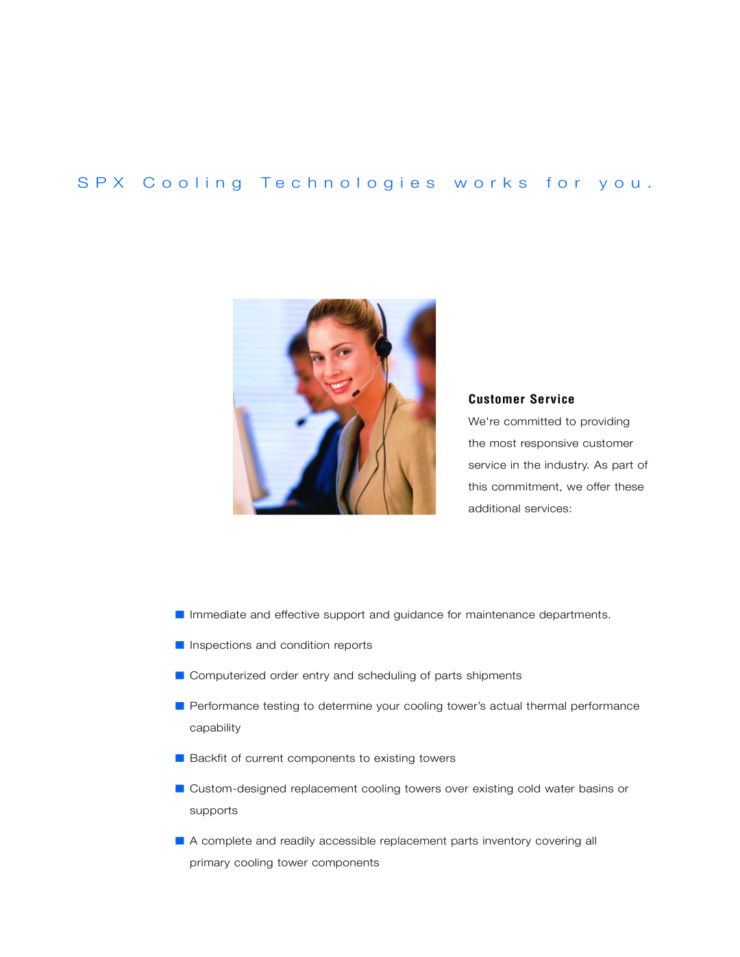 SPX Cooling Technologies Recon-07 manual Customer Service 