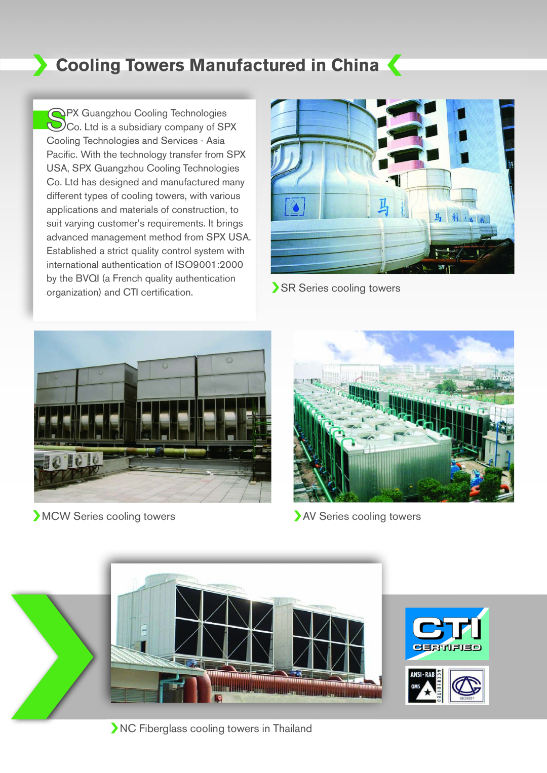 SPX Cooling Technologies SPXM-08 manual Cooling Towers Manufactured in China, MCW Series cooling towers 