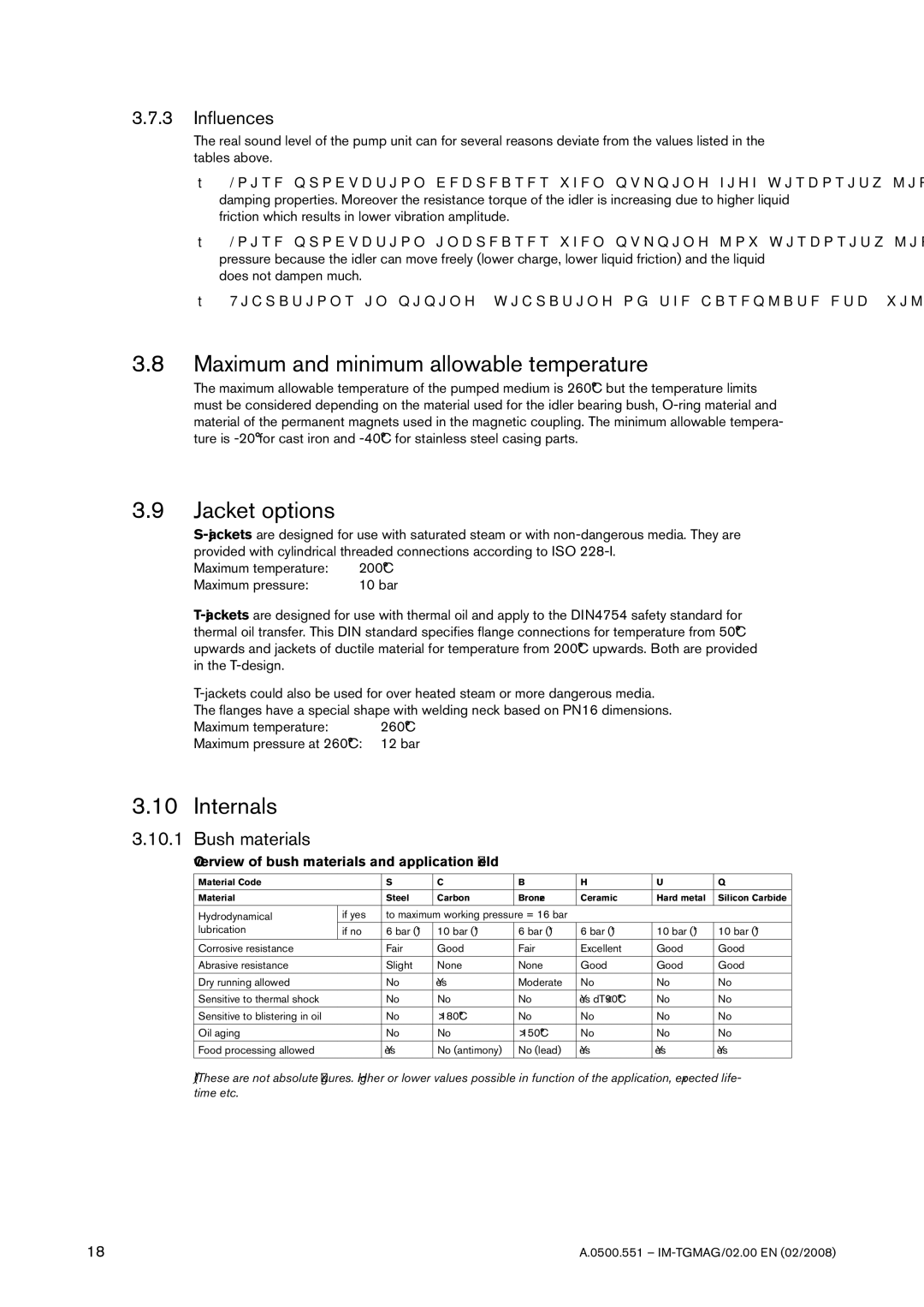 SPX Cooling Technologies TG MAG23-65 Maximum and minimum allowable temperature, Jacket options, Internals, Influences 