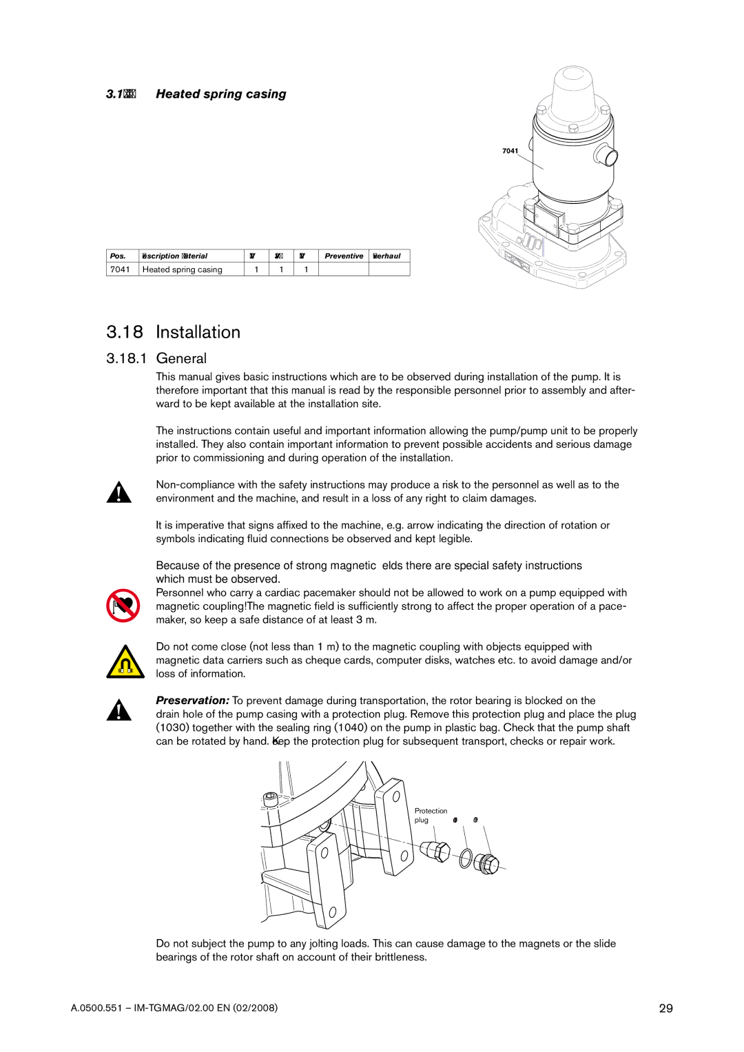 SPX Cooling Technologies TG MAG86-100, TG MAG185-125, TG MAG15-50, TG MAG58-80 Installation, Heated spring casing 