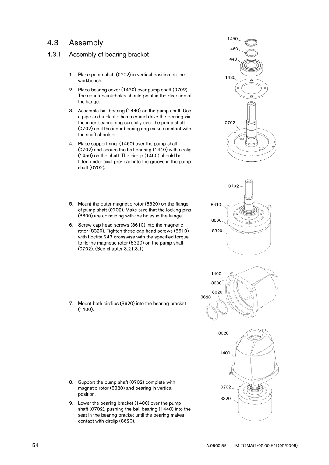 SPX Cooling Technologies TG MAG86-100, TG MAG185-125, TG MAG15-50, TG MAG58-80, TG MAG23-65 Assembly of bearing bracket 