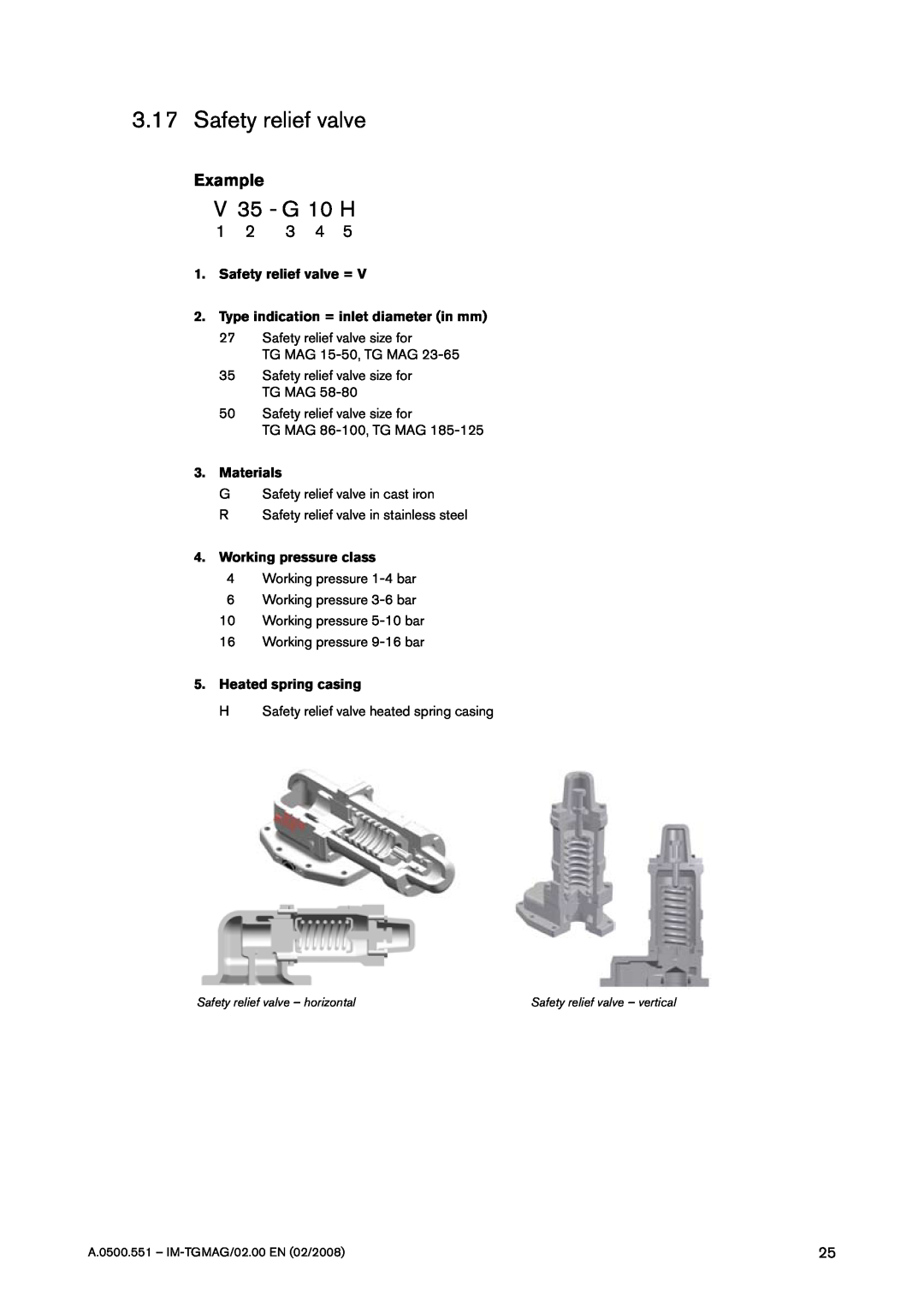 SPX Cooling Technologies TG MAG185-125 V 35 - G 10 H, Safety relief valve =, Type indication = inlet diameter in mm 