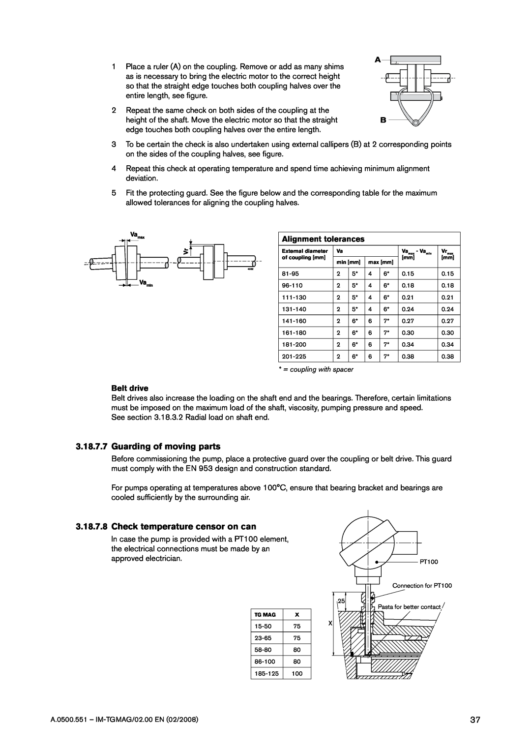 SPX Cooling Technologies TG MAG58-80 3.18.7.7Guarding of moving parts, 3.18.7.8Check temperature censor on can, Belt drive 