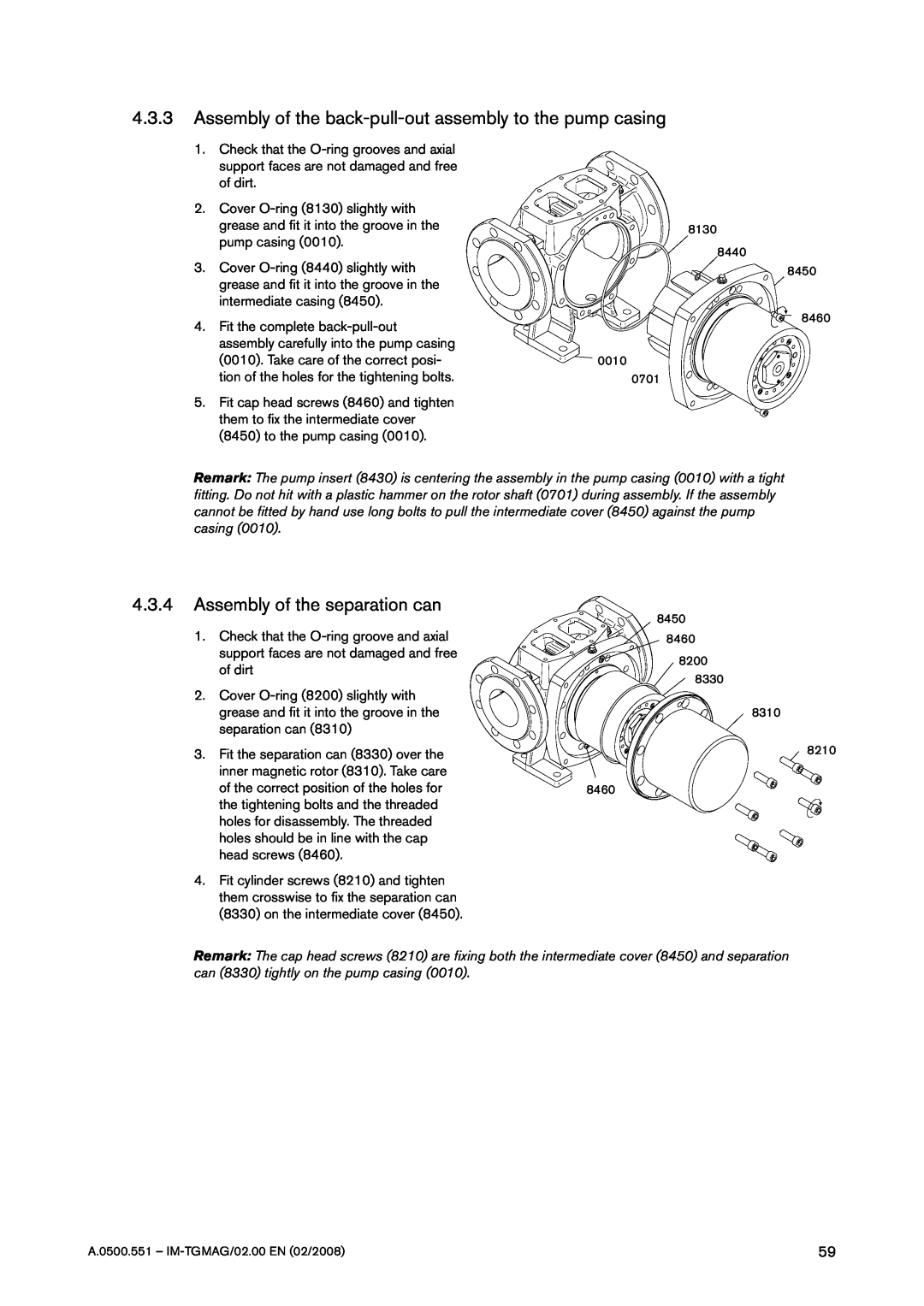 SPX Cooling Technologies TG MAG86-100 4.3.4Assembly of the separation can, 0010, 8130, 8450 8460 8200 8330 8310 