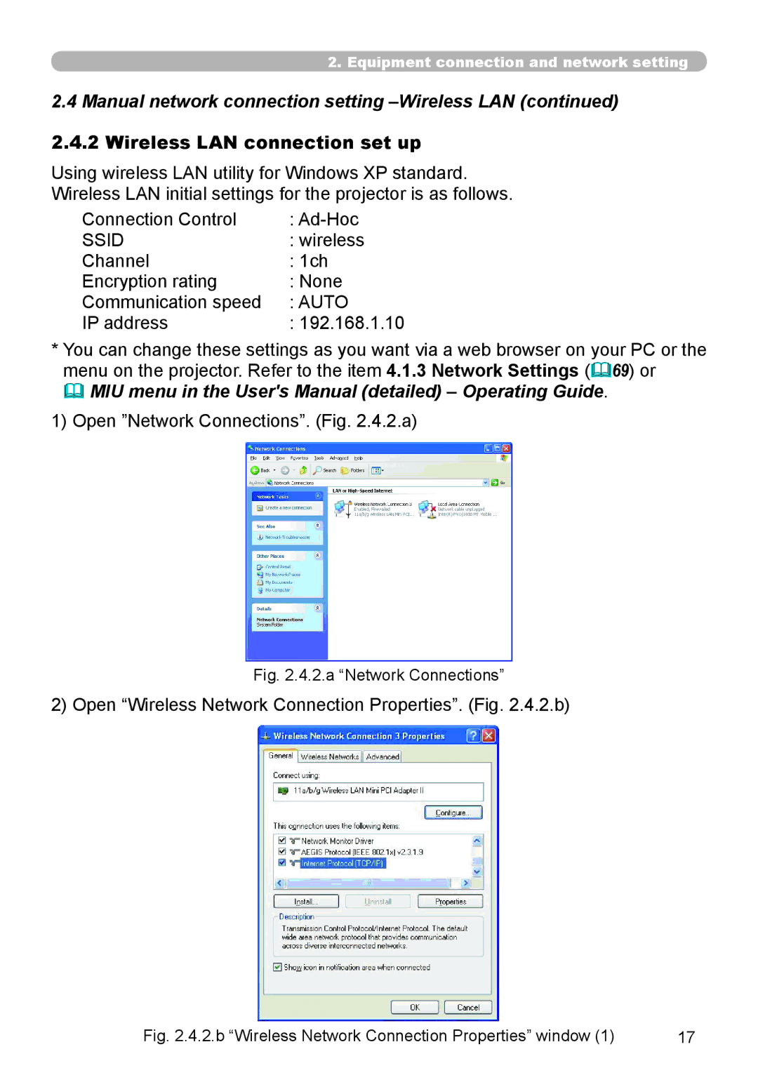 SRS Labs 8953H user manual Manual network connection setting -Wireless LAN, Wireless LAN connection set up 