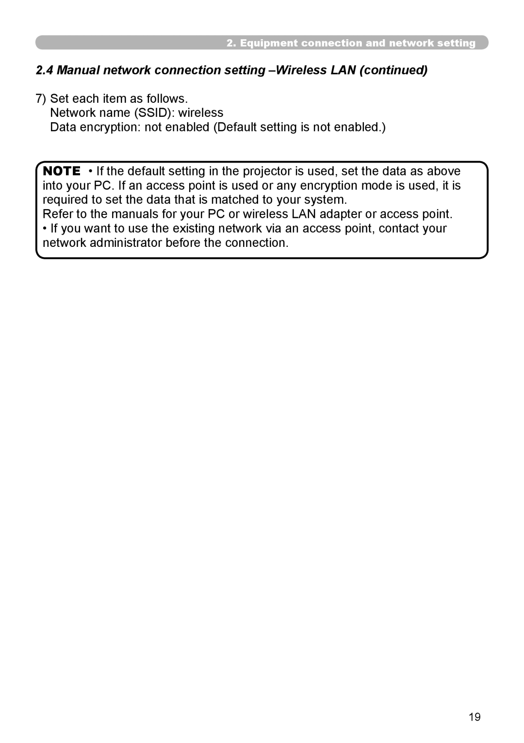 SRS Labs 8953H user manual Manual network connection setting -Wireless LAN 