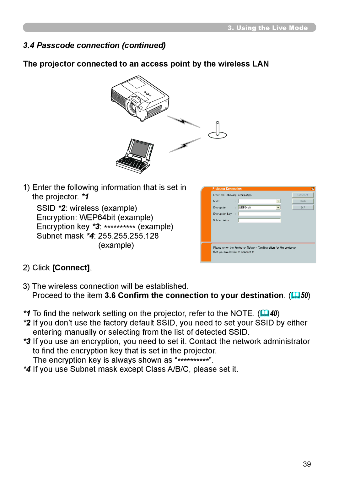 SRS Labs 8953H user manual Projector connected to an access point by the wireless LAN 