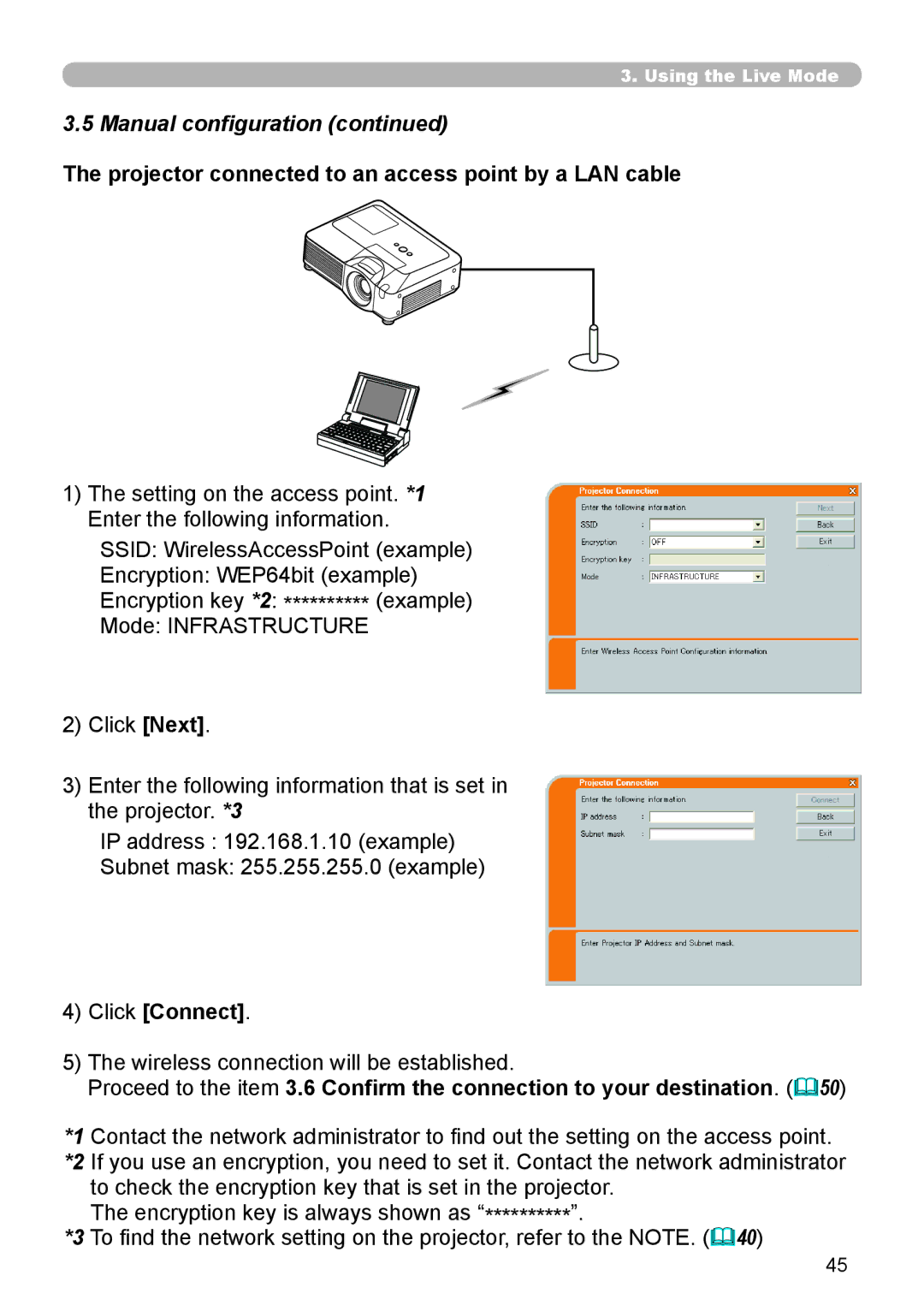 SRS Labs 8953H user manual Projector connected to an access point by a LAN cable 