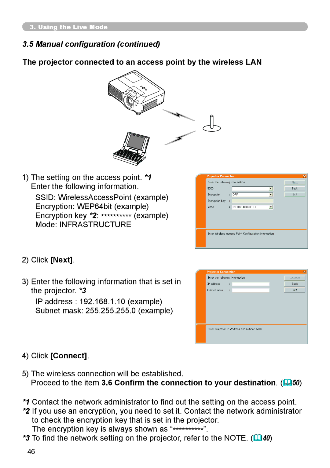 SRS Labs 8953H user manual Projector connected to an access point by the wireless LAN 