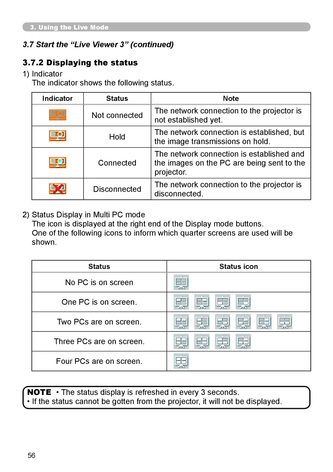 SRS Labs 8953H user manual Displaying the status, Indicator Indicator shows the following status 