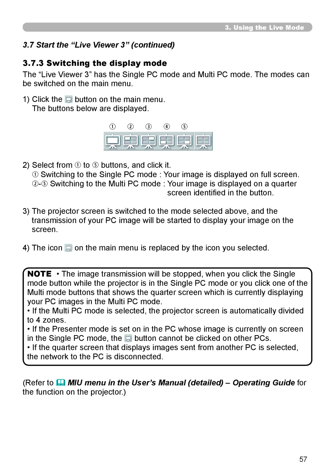 SRS Labs 8953H user manual Switching the display mode 