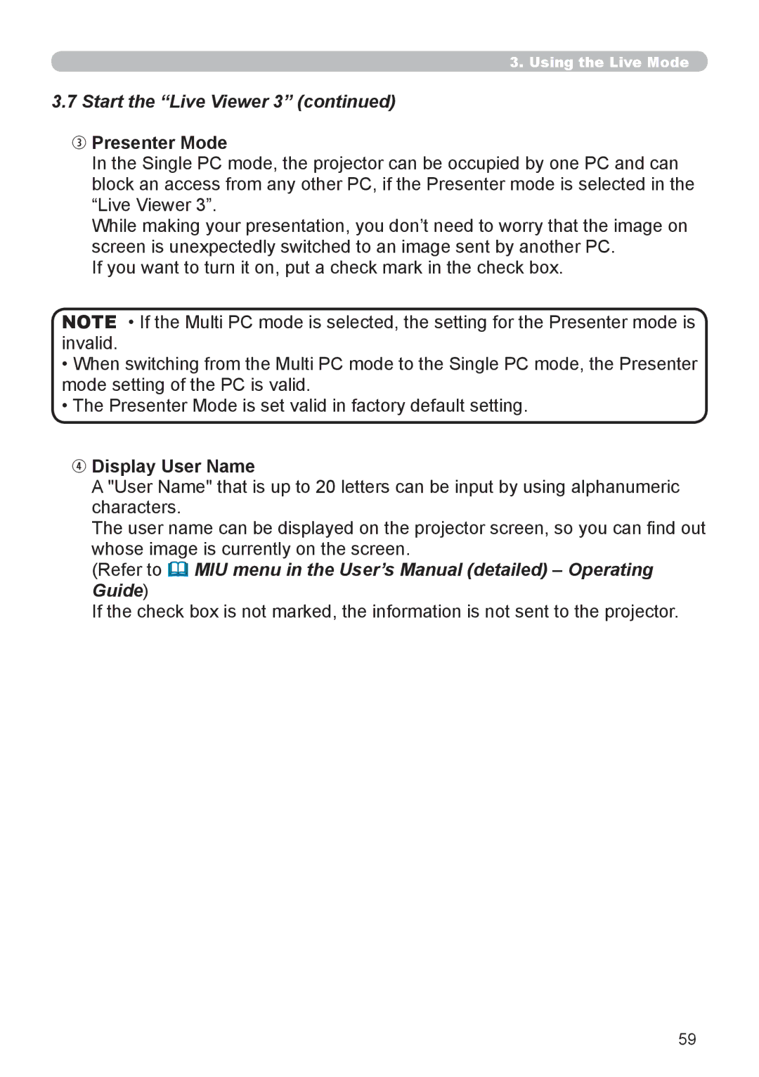 SRS Labs 8953H user manual Presenter Mode 