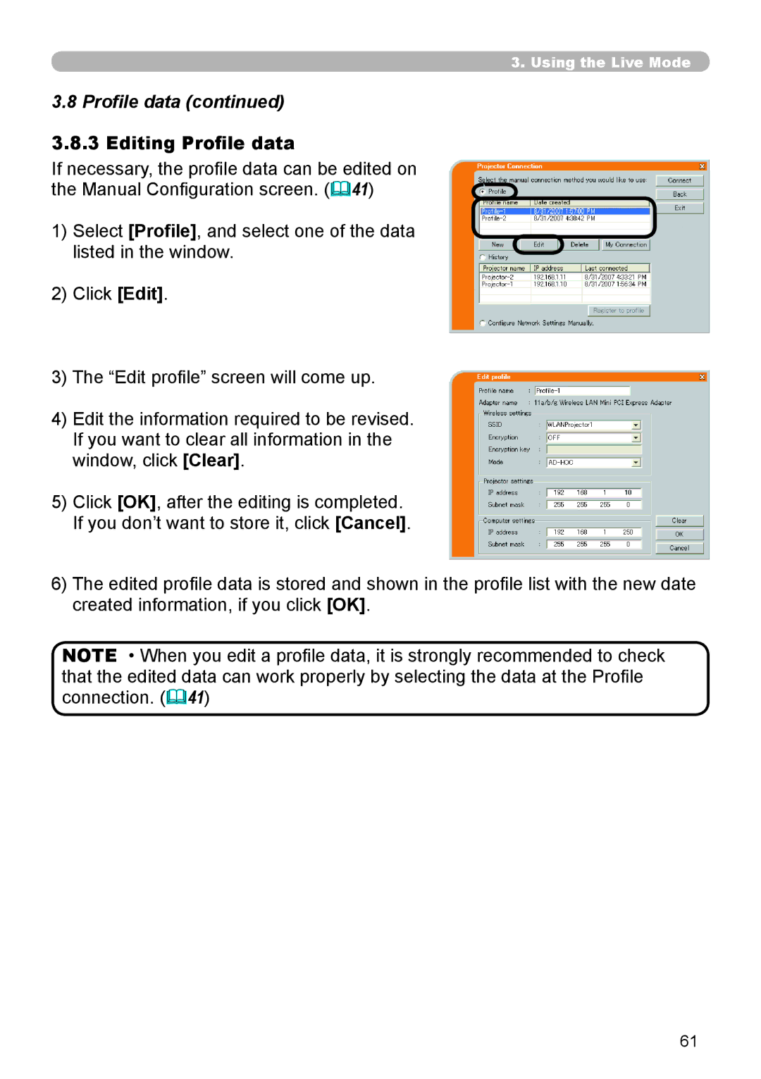 SRS Labs 8953H user manual Editing Profile data 