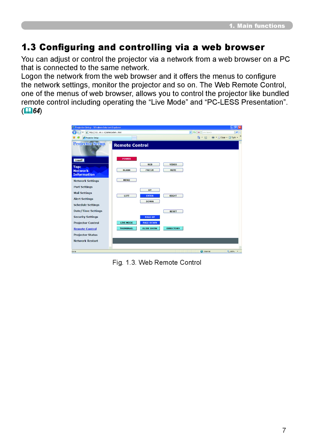 SRS Labs 8953H user manual Configuring and controlling via a web browser, Web Remote Control 