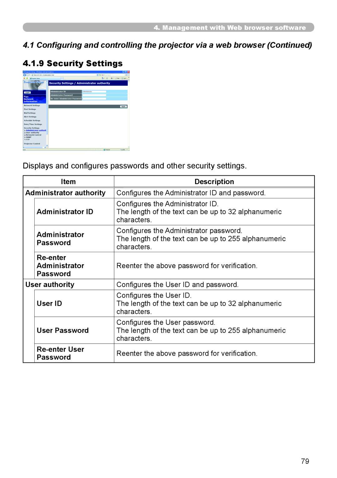 SRS Labs 8953H user manual Security Settings 