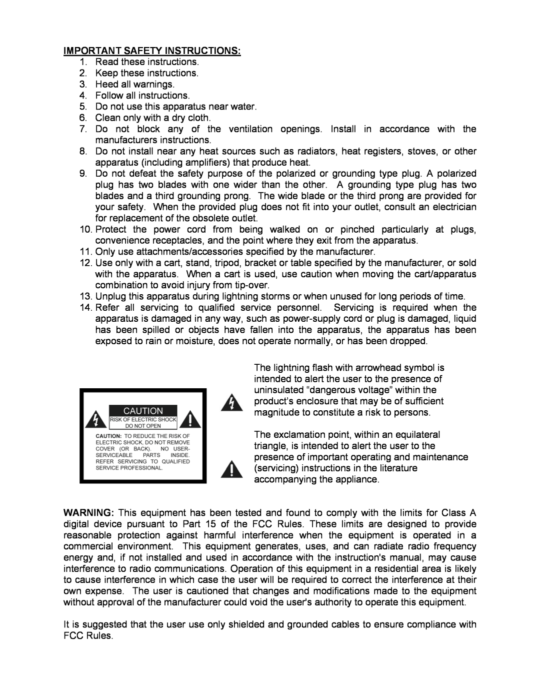 SRS Labs CSD-07D user manual Important Safety Instructions 