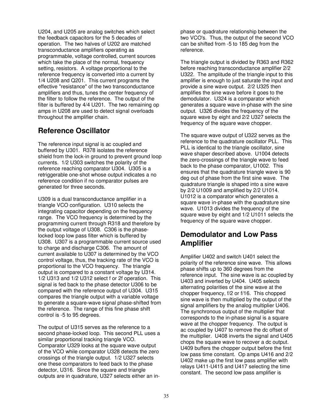 SRS Labs SR530, Lock-In Amplifier manual Reference Oscillator, Demodulator and Low Pass Amplifier 