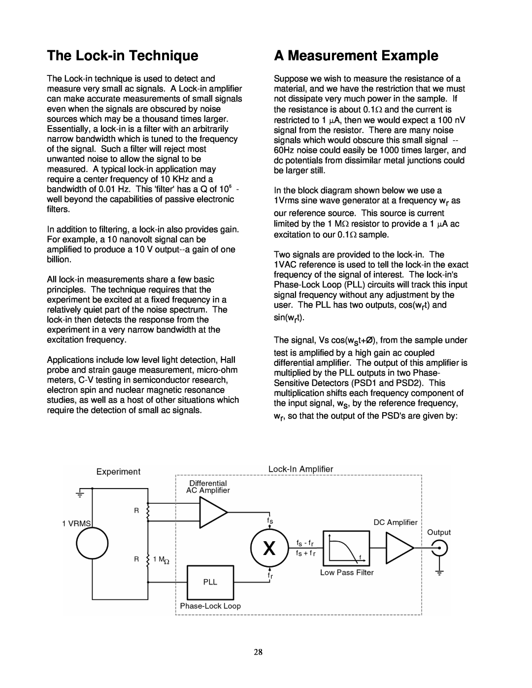 SRS Labs Lock-In Amplifier, SR530 manual The Lock-inTechnique, A Measurement Example 