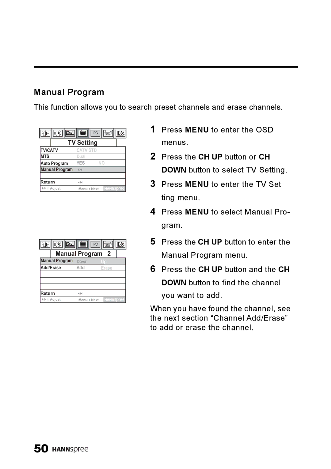 SRS Labs MAC-001149, LT0G-15A1, NTSCTVTWEN1203 manual Manual Program 