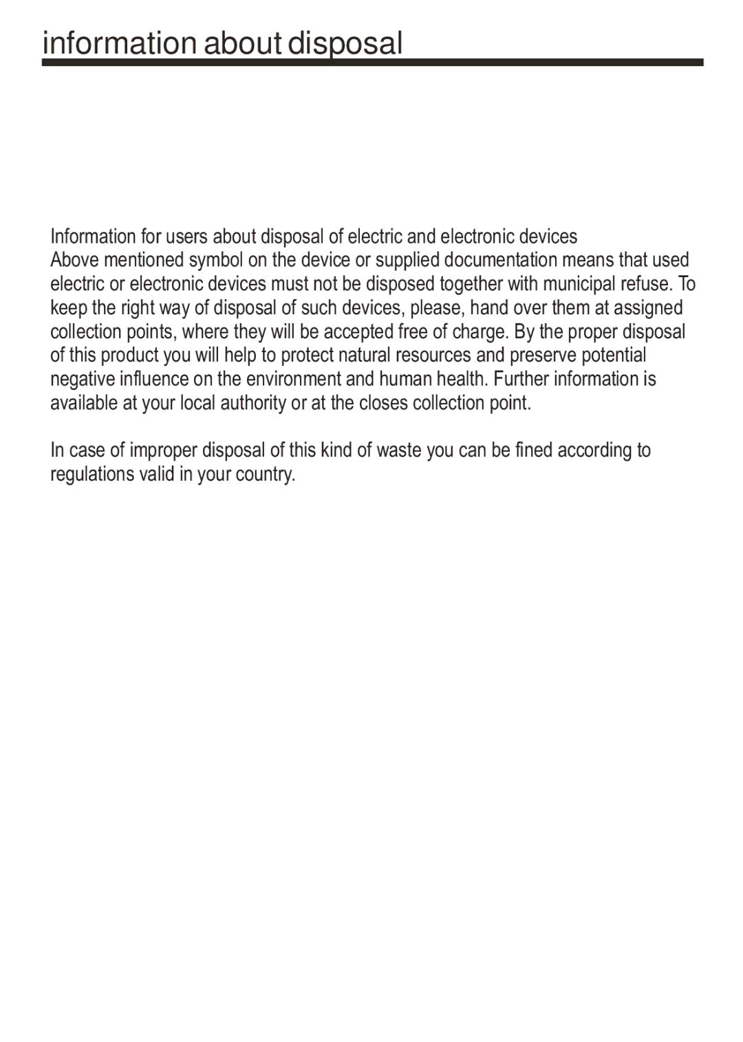 SRS Labs MP3 MiniMax3 user manual Information about disposal 