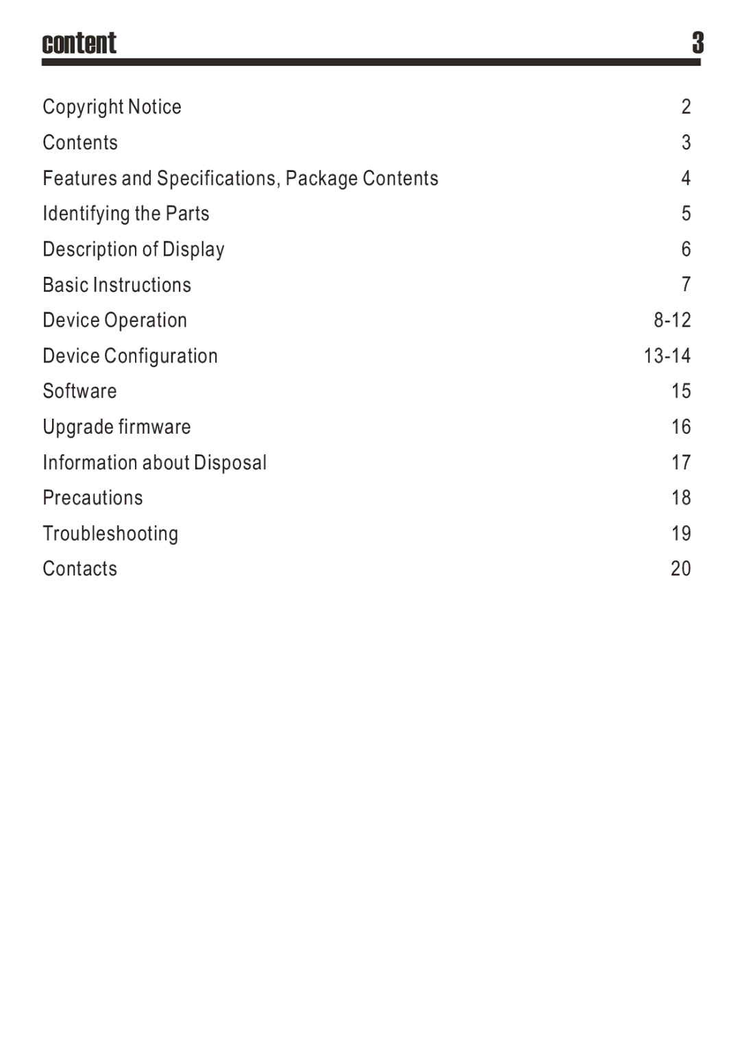 SRS Labs MP3 MiniMax3 user manual Content 