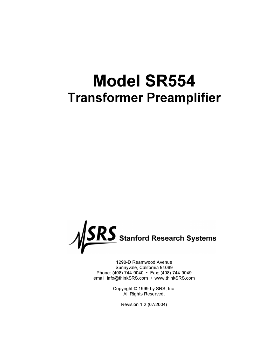 SRS Labs manual Model SR554 