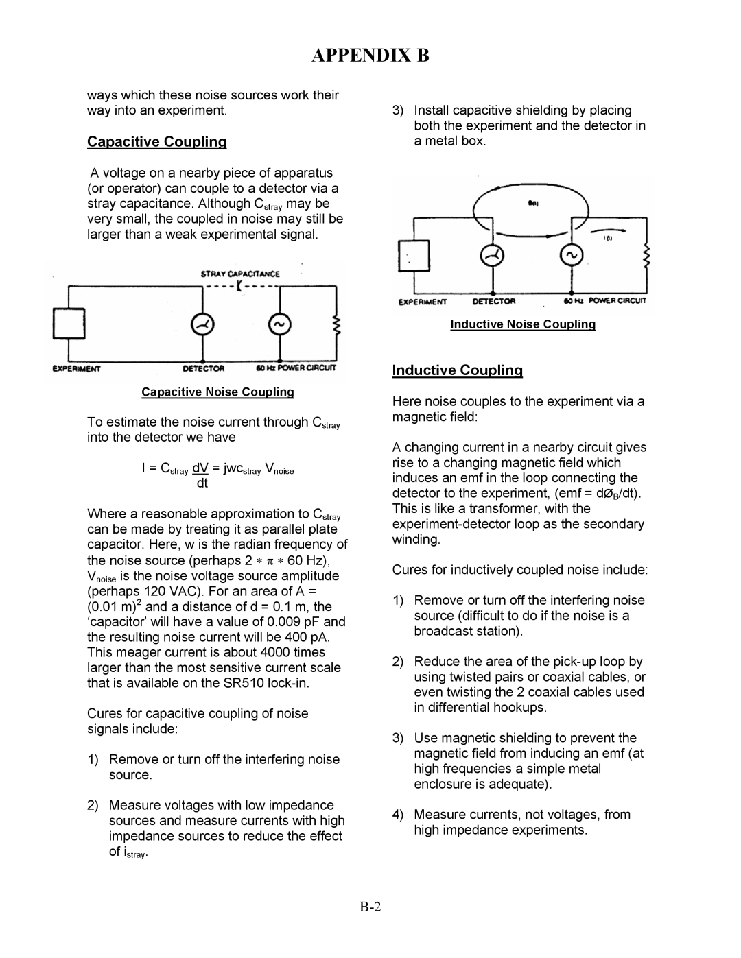 SRS Labs SR560 manual Capacitive Coupling, Inductive Coupling 