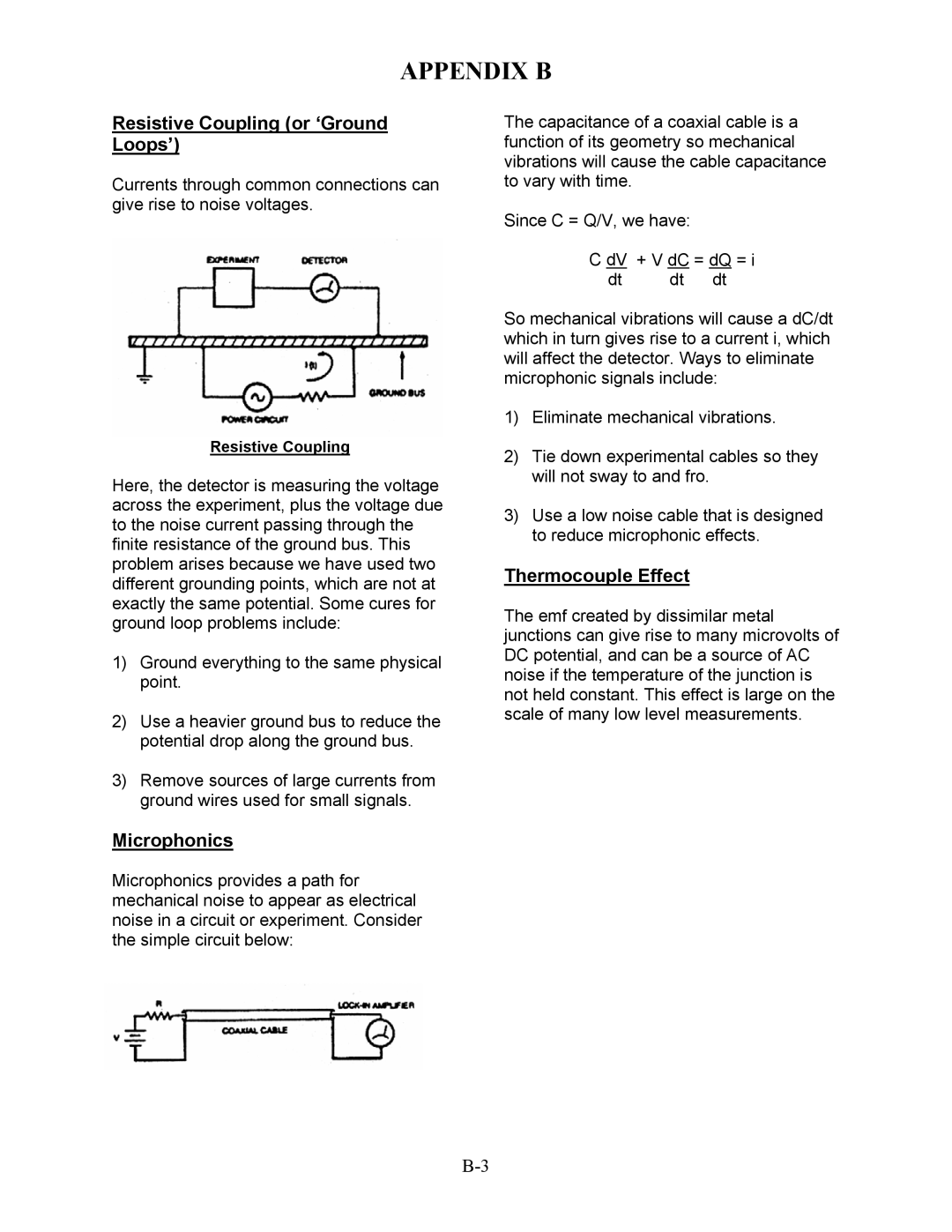 SRS Labs SR560 manual Resistive Coupling or ‘Ground Loops’, Microphonics, Thermocouple Effect 