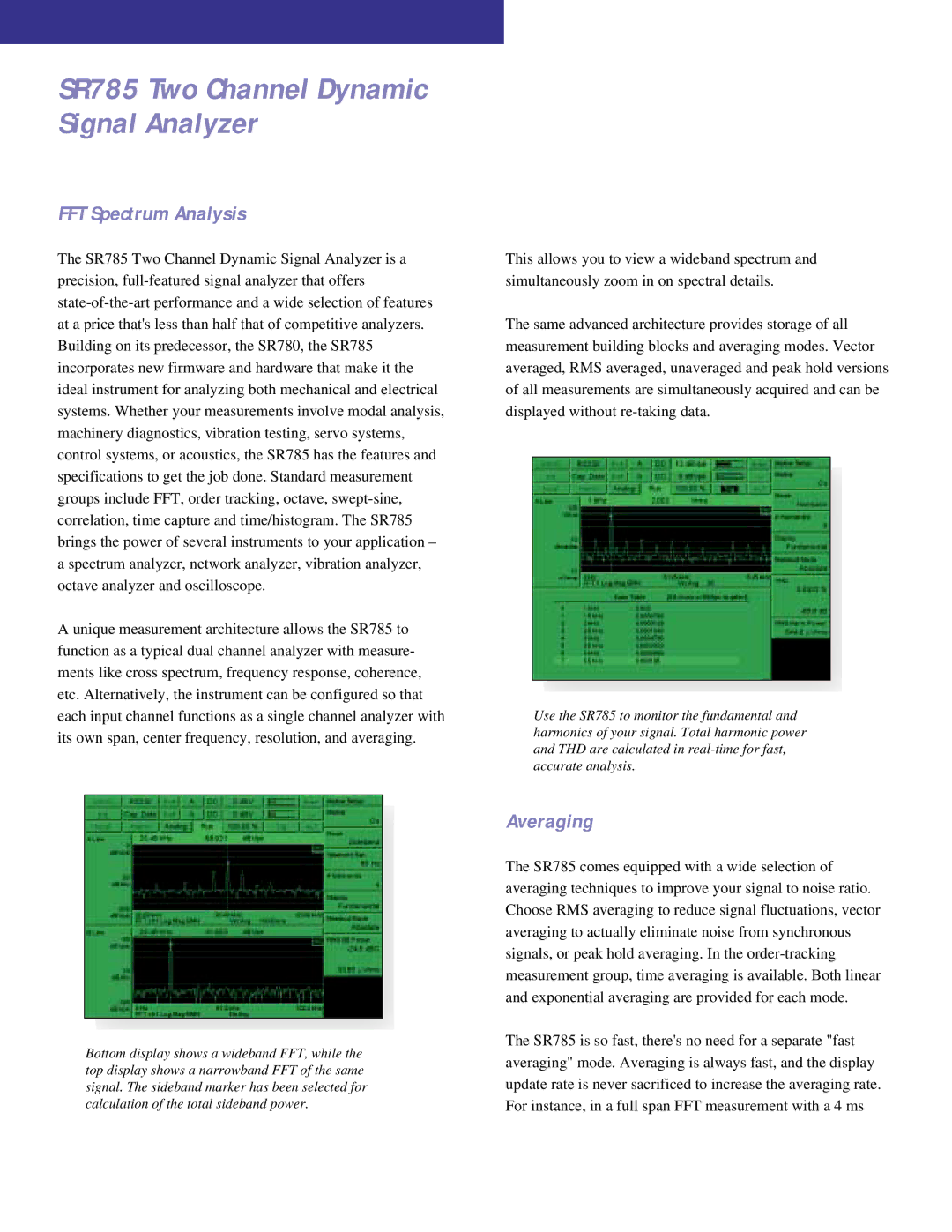 SRS Labs SR785 manual FFT Spectrum Analysis, Averaging 