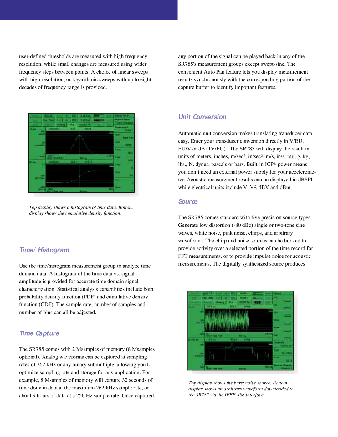 SRS Labs SR785 manual Time/Histogram Time Capture, Unit Conversion, Source 