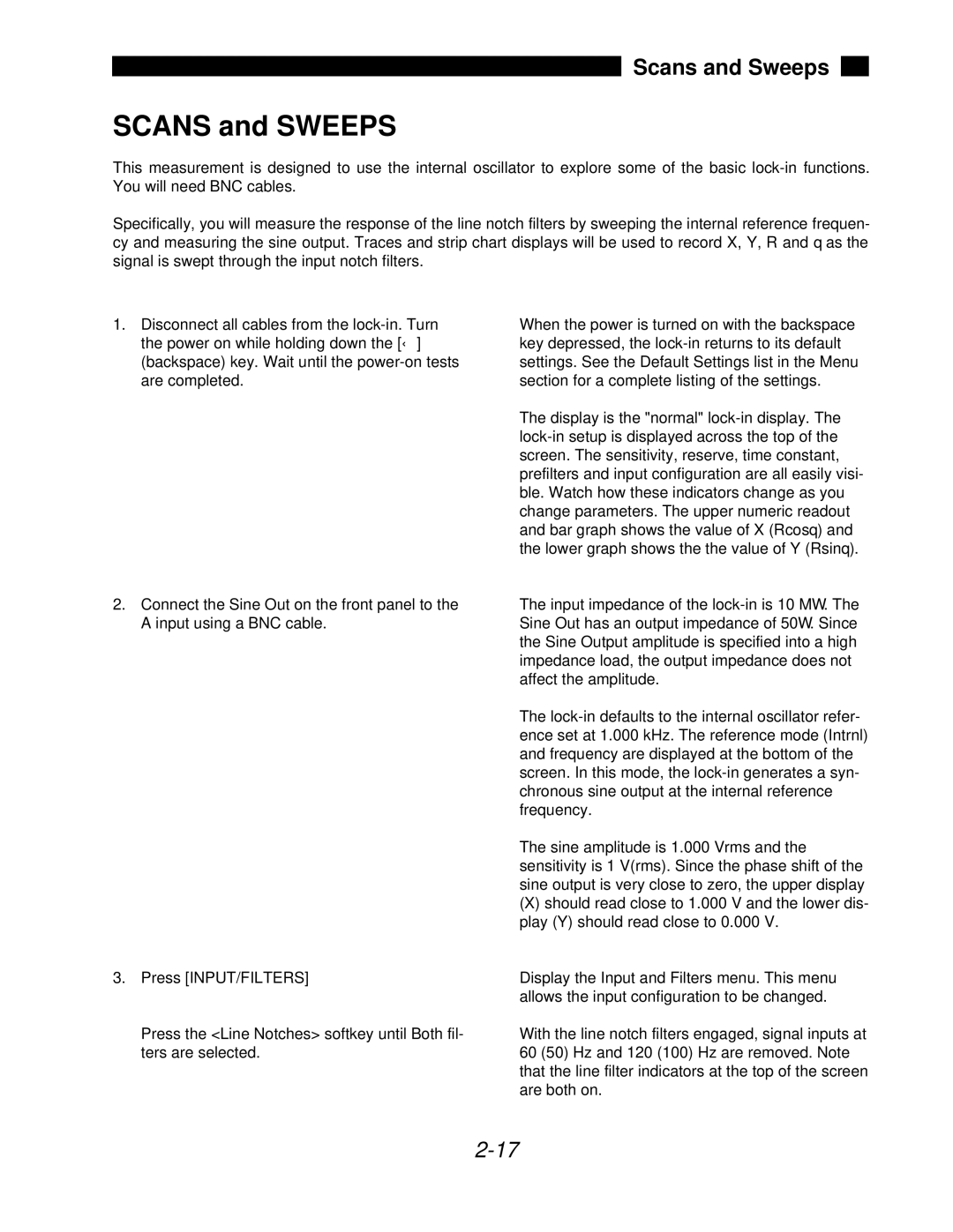 SRS Labs SR850 manual Scans and Sweeps 