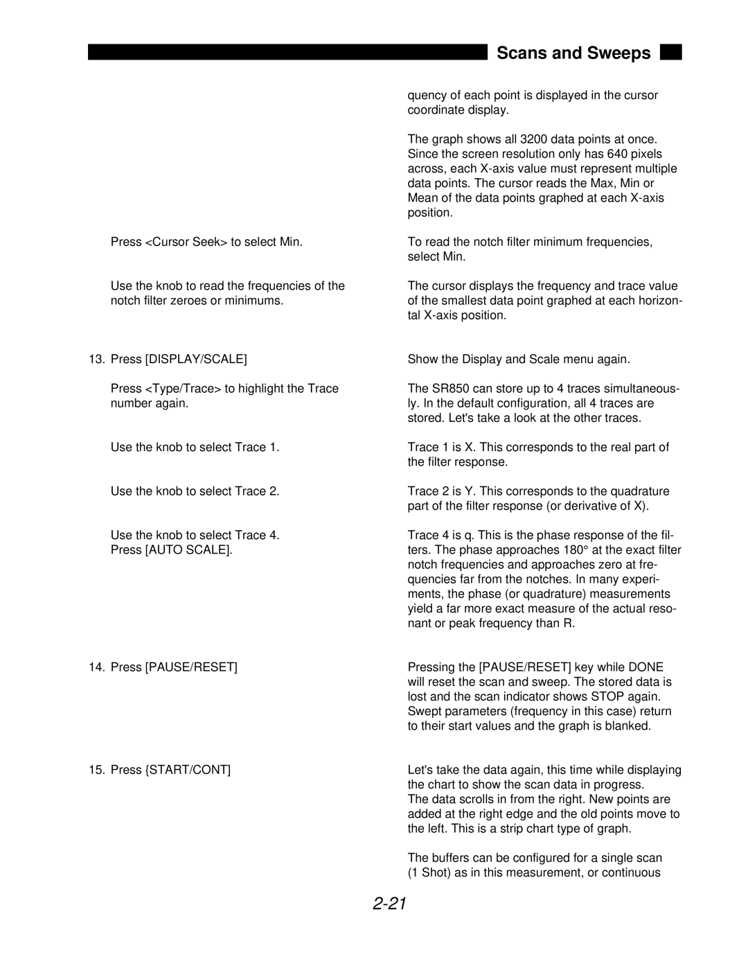 SRS Labs SR850 manual Scans and Sweeps 