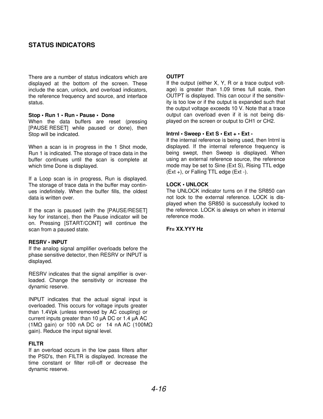 SRS Labs SR850 manual Status Indicators 