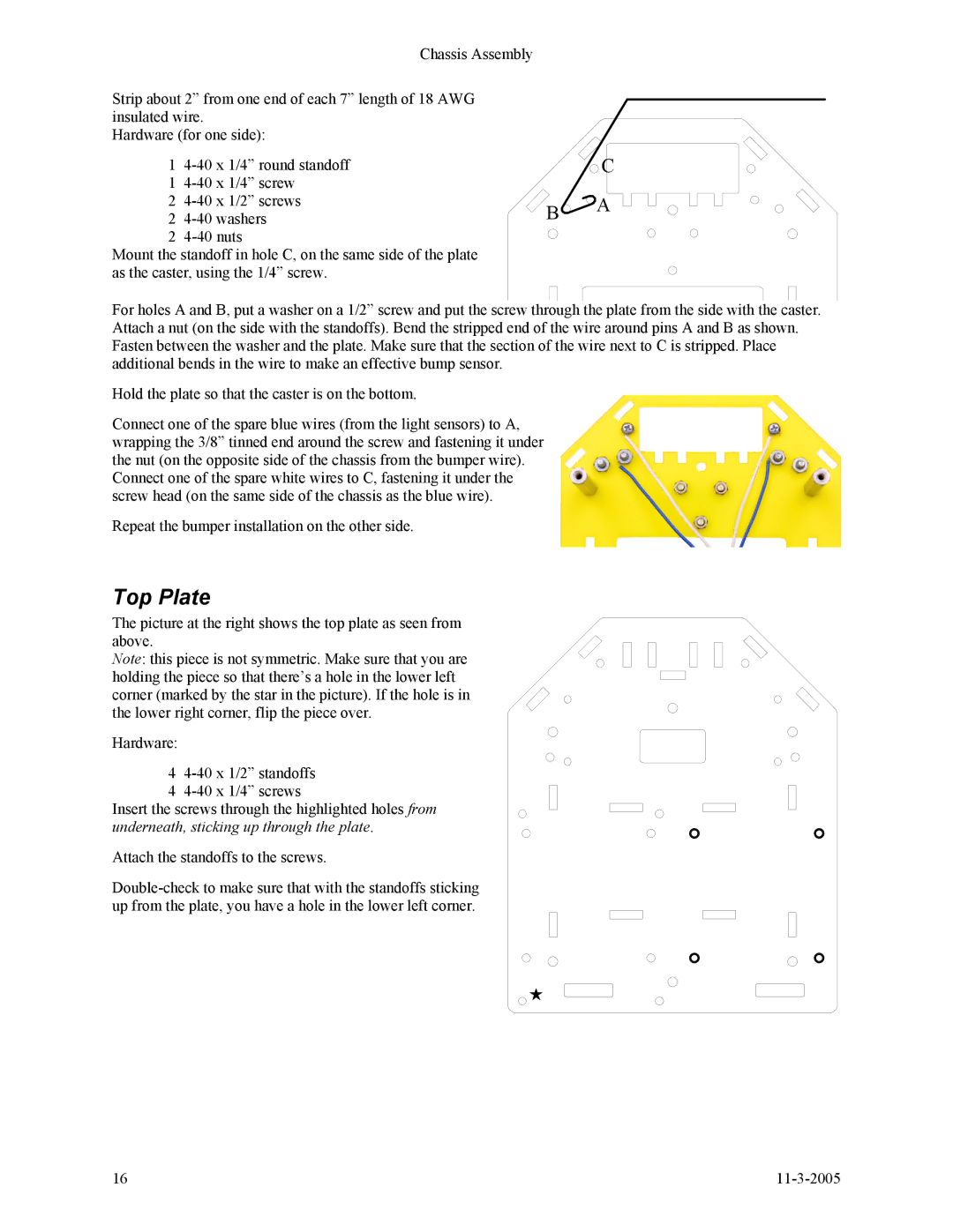 SRS Labs SRS Robot Level 1 Kit manual Top Plate 