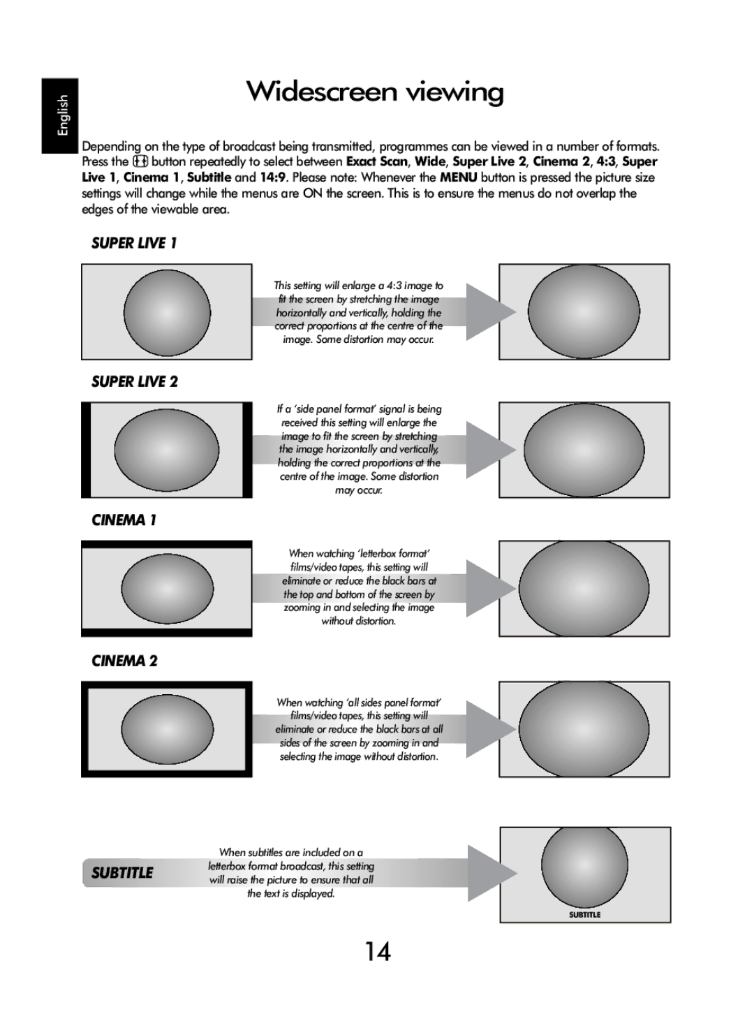 SRS Labs WL66 owner manual Widescreen viewing, Super Live 